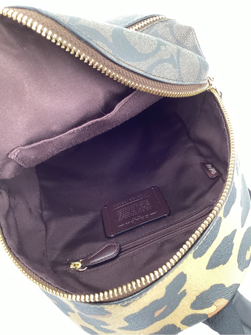 Coach Charlie Dark Mini Backpack Brown Signature Coated Canvaswith Gold Hardware - Picture 6 of 11